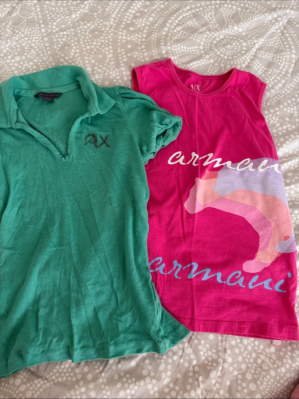 Armani Exchange Girls Green Polo & Hot Pink Graphic Tank